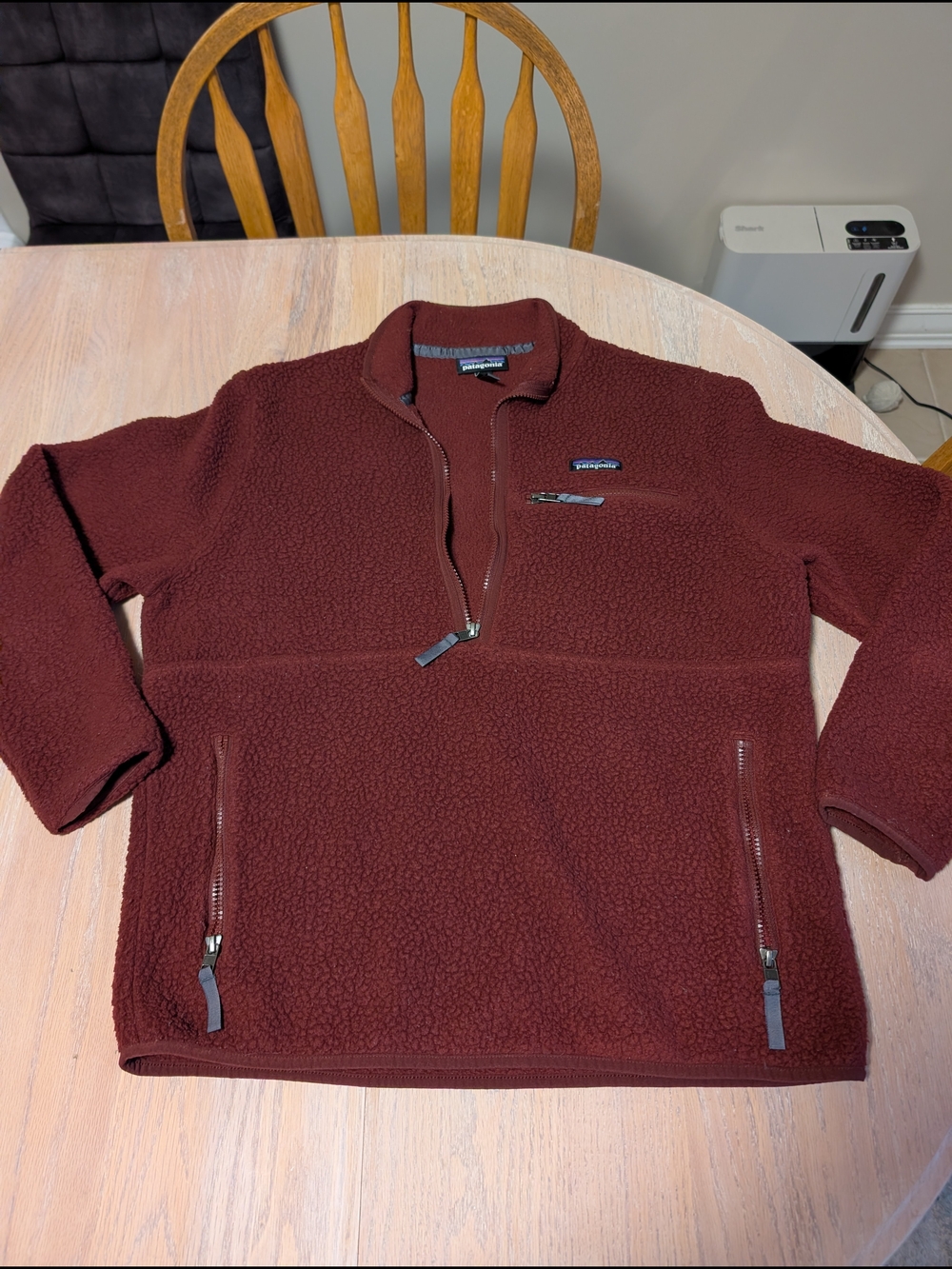 Patagonia Maroon Retro Pile Quarter-Zip Fleece Pullover Large
